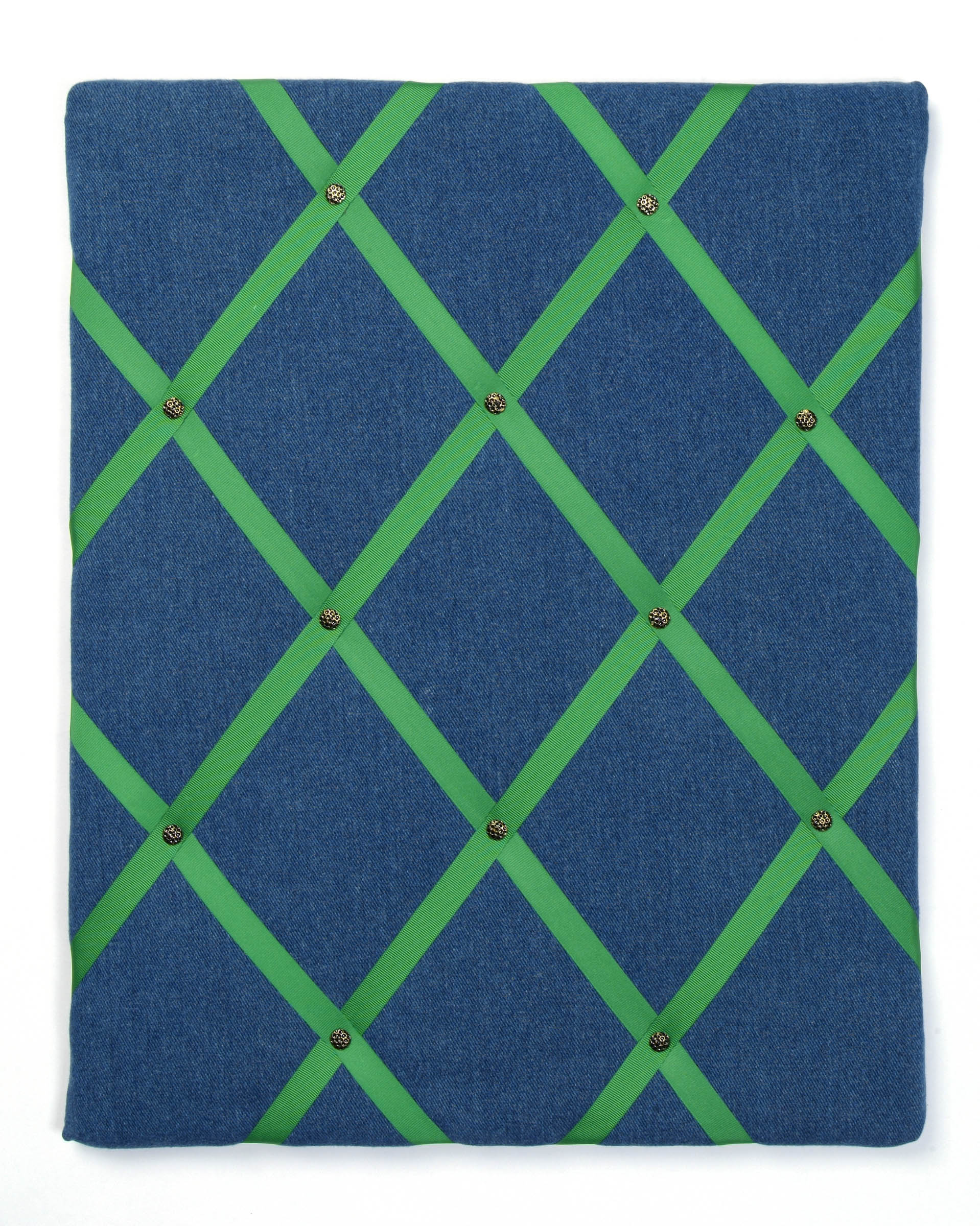 Blue Denim with green ribbon