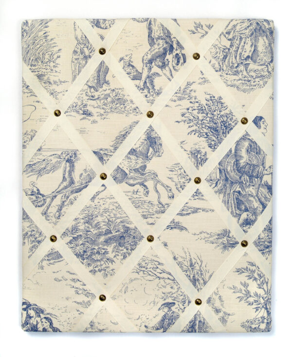 Blue and Cream Toile de Jouy with cream ribbon