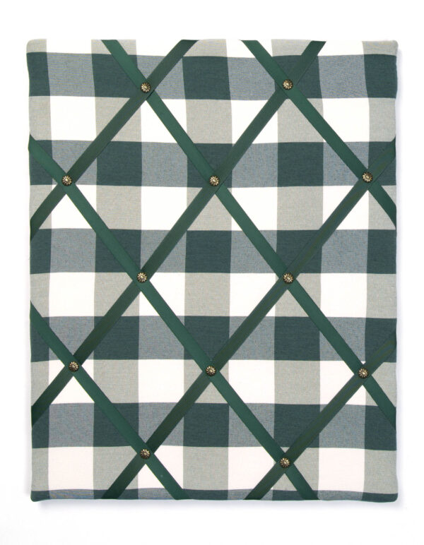 Large green and cream check with green ribbon