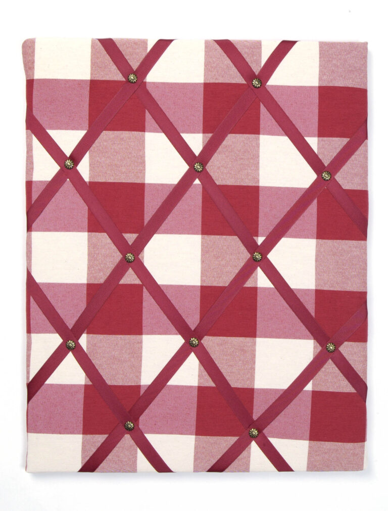 Large red and cream check with red OR cream ribbon