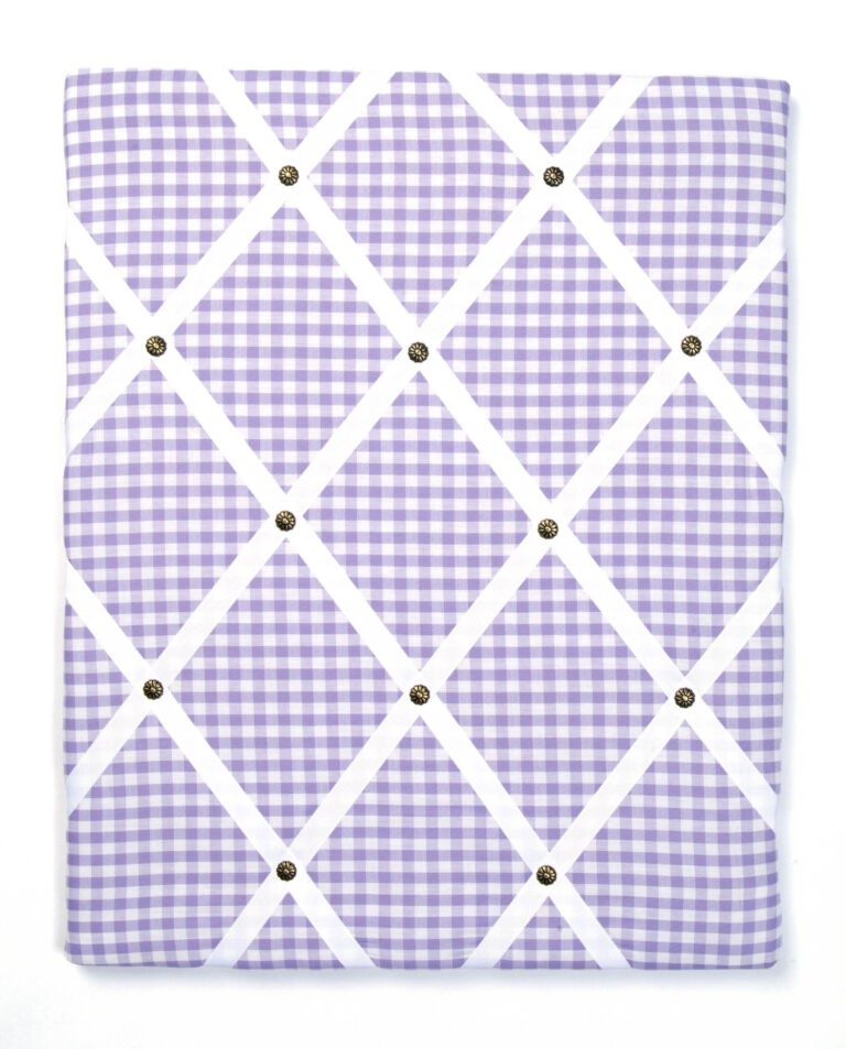Lilac gingham with white ribbon