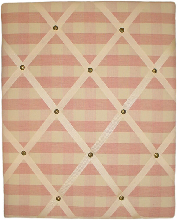 Pink and Cream Check with cream ribbon