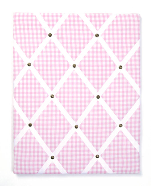 Pink gingham with white ribbon