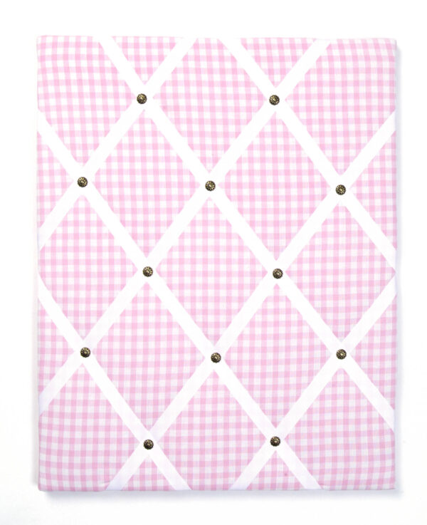 Pink gingham with white ribbon