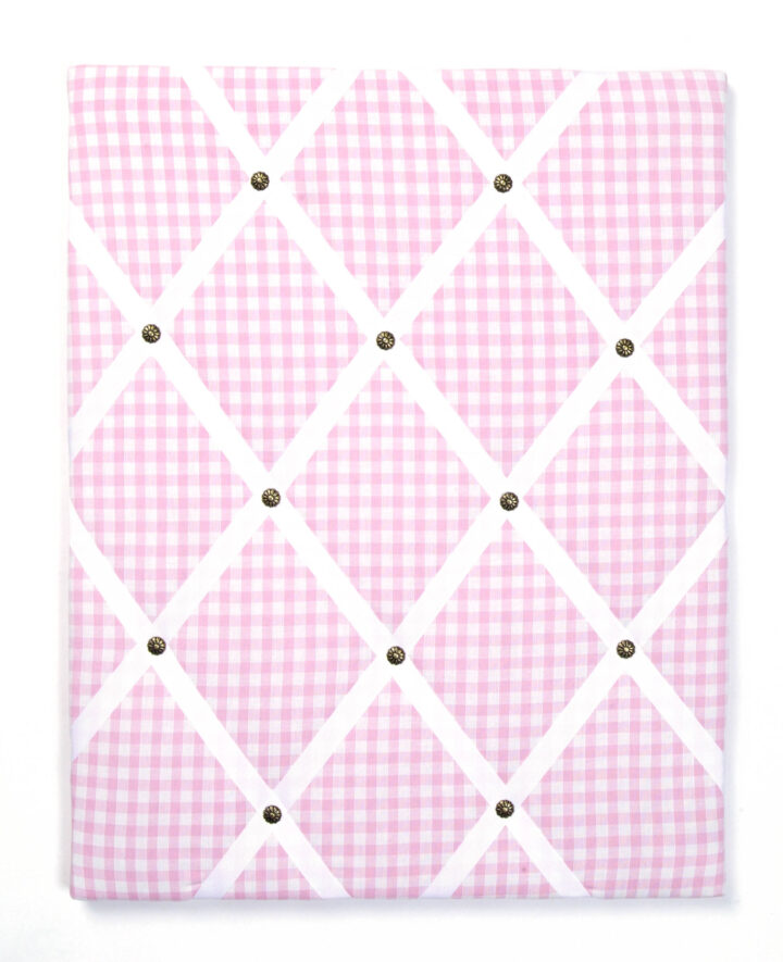 Pink gingham with white ribbon
