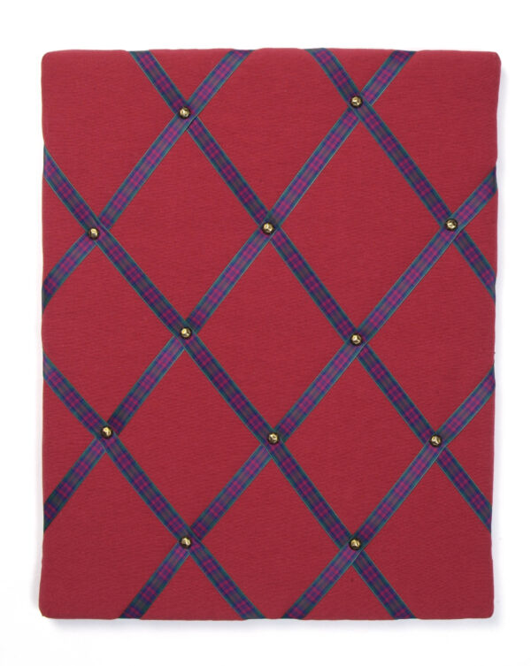 Plain Burgandy with Tartan ribbon